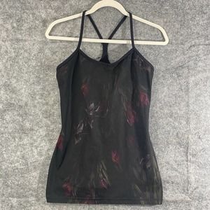 Lululemon Power Y Tank Top 8 Black Midnight Iris Multi Fitted Workout